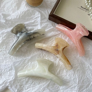 Korean Style Large Curved Marble Acetate Hair Claw Clip For Women Elegant Ink Wash Gradient Shark Clip Hair Accessories
