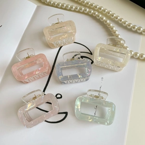 Pince à Cheveux en Acétate Style Coréen Rectangle Creux Iridescent Sirène pour Femme Coiffage Quotidien Accessoires Cheveux