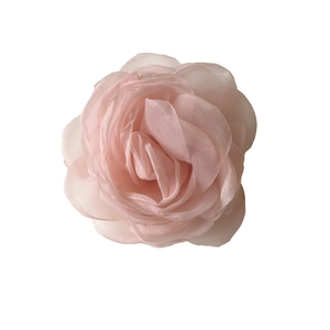 Pince à cheveux camélia 3D élégante en organza rose poudré pour coiffure femme