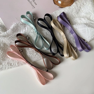 Set of six colorful satin ribbon bow hair clips with long tails and spring bases