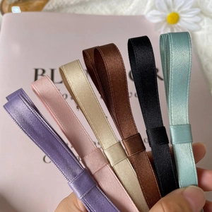 Set of six colorful satin ribbon hair clips including purple and mint green colors