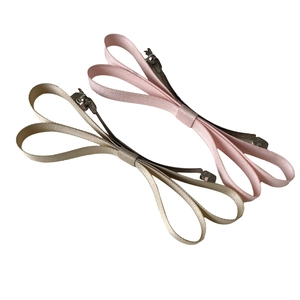 Set of two French style satin bow hair clips in pink and champagne gold silk fabric