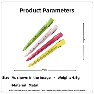 Spécifications de taille pour les pinces à cheveux en métal de 9 cm en quatre couleurs