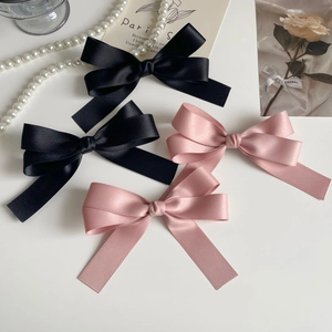 Satin Ribbon Bow Hair Clip French Retro Double Layer Large Bowknot Hairpin Sweet Hair Accessories For Women Girls