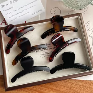 Grande Pince à Cheveux Vintage pour Femmes Brillante Mate Écaille de Tortue Pince Requin Tenue Forte Accessoires de Coiffure Style Français