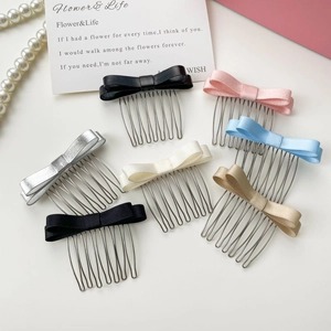 Élégant Peigne à Cheveux Nœud pour Femmes Épingle à Cheveux en Métal Nœud en Satin Cuir Synthétique pour Coiffure de Princesse