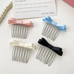 Ensemble de peignes à cheveux avec nœud en satin en quatre couleurs pour femme