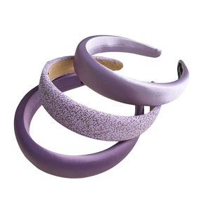 Three-piece purple satin padded headbands in various shades for women hair styling