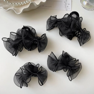 Pince à Cheveux Élégante en Organza avec Nœud Papillon Style Coréen Grande Pince Crabe Accessoires de Coiffure à la Mode
