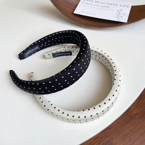 Vintage Polka Dot Padded Sponge Headband Satin Fabric Hair Hoop Elegant Thickened Hairband For Women Fashion Hair Accessories
