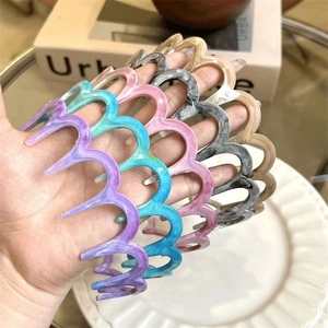 Cerchietto a Onde Trama Marmo in Resina Motivo a Inchiostro Zigzag Fascia per Capelli Antiscivolo per Lavaggio Viso Donna