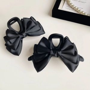 Elegante Pinza per Capelli con Fiocco in Raso per Donna Molletta in Tessuto Multistrato Accessori per Capelli Stile Coreano Vintage