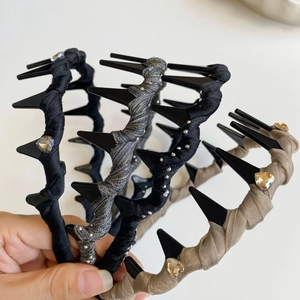 Sparkling punk star rhinestone headbands in black silver and khaki for women