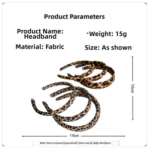 Detailed size specifications and weight for the vintage leopard print fabric headband