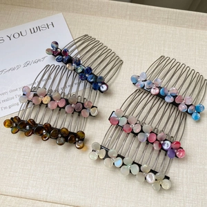 Elegant floral metal hair side combs for buns and fringe styling in assorted colors
