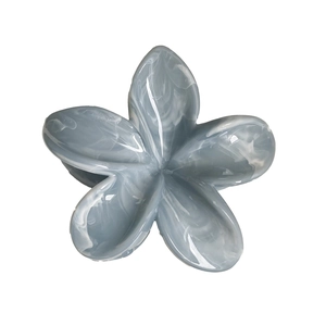 Blue and white marble texture flower hair claw clip with glossy finish for hair styling