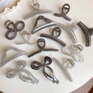 Elegante Glitzer Harz Haarkralle Für Damen Koreanische Mode Geometrische Schleife Funkelnde Hai-Clip Täglich Pendeln Haarschmuck