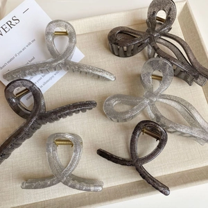 Set mit 6 eleganten silbernen und dunkelgrauen Glitzer-Haarklammern für Updos im Korea-Stil