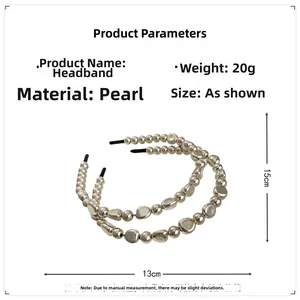 Spécifications détaillées du serre-tête à perles mesurant 13cm de large et 15cm de haut