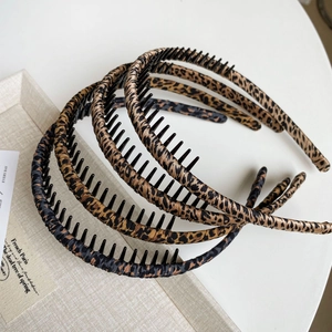 Leopard Print Fabric Headband For Women Korean Style Non-Slip Teeth Hair Hoop Elegant Daily Hair Accessories
