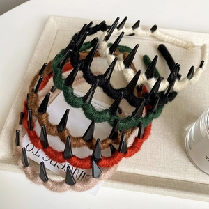 Knitted wave headband with teeth and spike punk design in multiple trendy solid colors