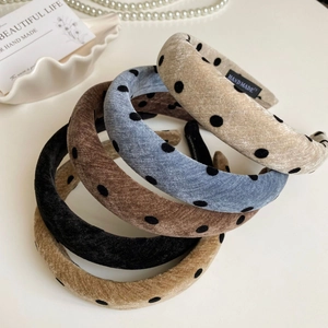 French vintage polka dot sponge headbands in multiple colors for elegant hair styling