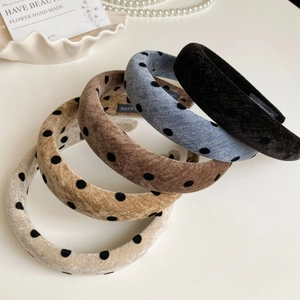 French Vintage Polka Dot Padded Headband For Women Sweet Fashion Hair Hoop Temperament All-match Headwear Hair Accessories