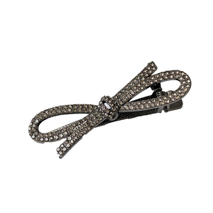 Barrette à cheveux élégante en forme de nœud sertie de strass brillants champagne