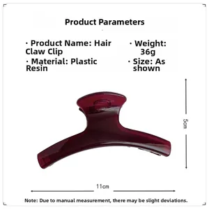 Vista dettagliata di una pinza per capelli rossa da 11cm con dimensioni e peso di 36g