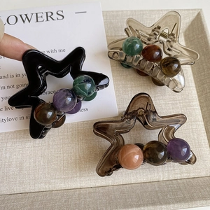Koreanischer Stil Stern Haarkralle Harz Perlen Verzierte Elegante Haarklammer Für Pferdeschwanz Halbe Frisur Damen Haarschmuck