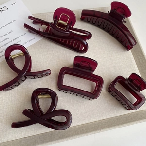 Elegante Molla per Capelli in Acrilico Rosso Vino Fermaglio in Resina Geometrica per Donna Accessori per Capelli Retro