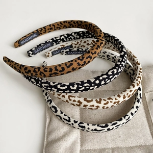 Vintage Leopard Print Fabric Headband Handmade Fashion High Top Hair Band For Women Daily Travel Party Hair Accessories