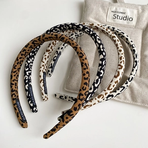 Set of four handmade leopard print sponge headbands in various stylish colors