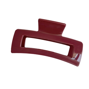 Elegant glossy burgundy rectangular hair claw clip for women's large hair styling