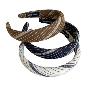 Fashionable striped fabric headband set with ethnic patterns for elegant hair styling