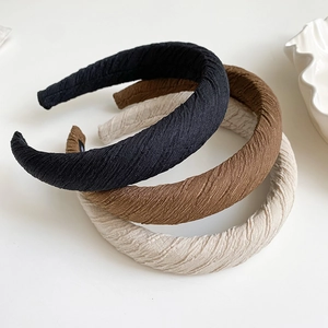 Women Padded Sponge Headband Elegant Pleated Fabric Hair Band Vintage Maillard Color Handmade Hair Hoop For Face Washing Daily Hair Accessories