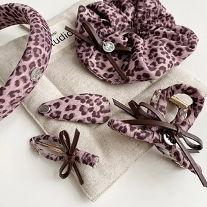 Leopard Print Hair Accessories Purple Fabric Scrunchie Headband Hair Claw Clip Bowknot Duckbill BB Clips Fashion Headwear