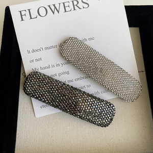 Luxury full rhinestone hair clip set in silver and grey with sparkling star-like finish