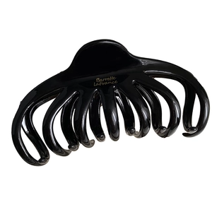 Glossy black octopus hair claw clip for thick hair with luxury resin finish