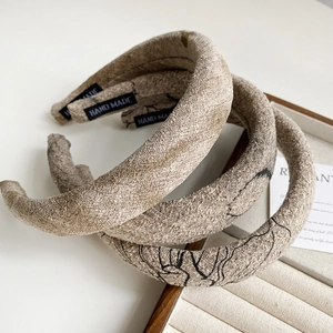 Elegant Chinese style sponge padded headband set with vintage ink art fabric texture