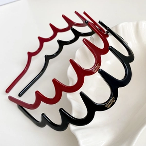 Cerchietto a Zigzag Ondulato in Resina Lucida Stile Coreano Antiscivolo Con Denti Accessorio per Capelli Donna Trucco Quotidiano