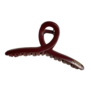 Matte burgundy large hair claw clip with gold lettering for women hair styling