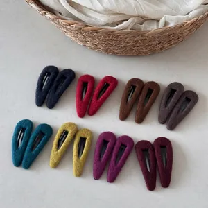 Barrettes à Cheveux Sucré en Tissu de Laine Goutte d'Eau Pour Femmes Filles Automne Hiver Épingles à Cheveux Chaudes