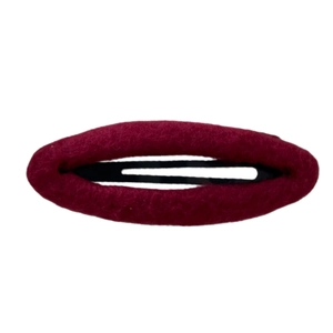Elegant oval fabric BB hair clip in deep red plush wool felt for autumn and winter style