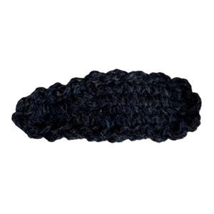 Handmade navy blue wavy knit wool BB hair clip with soft texture for winter hair styling