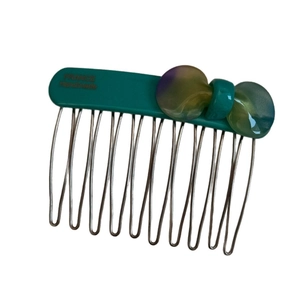 Elegant green acetate hair comb with gradient bow and durable metal teeth for styling