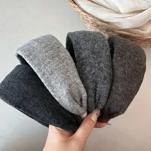 Autumn Winter Solid Color Knitted Wide Edge Headband For Women High Top Thickened Soft Hairband Fashion Hair Accessories Headwear