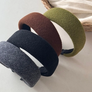 Solid color wool felt thick headband set in four colors for women autumn winter fashion
