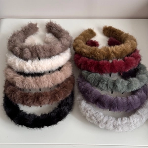 Lot de serre-têtes en peluche ondulés avec dents en diverses couleurs automne hiver