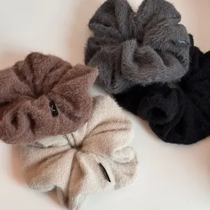 Chouchous Géants en Peluche Faits Main pour Femmes Automne Hiver Anneau Cheveux Tissu Épais Doux Haute Élasticité Cheveux